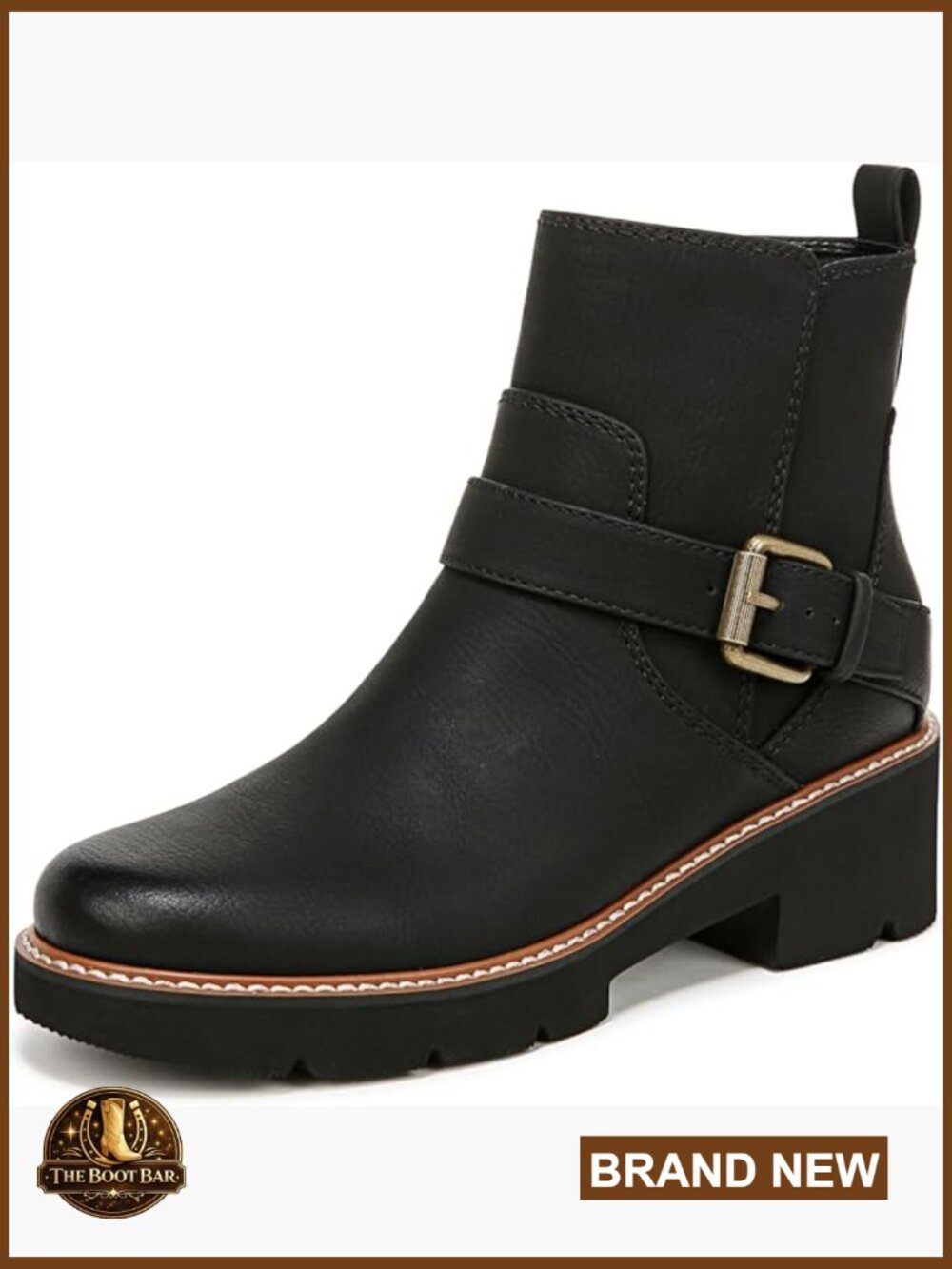 Women's Motto Ankle Bootie with Chunky Heel and Side Zip